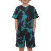 Arshiner Boys Summer Clothing Sets 3-button Short Sleeve Tee and Shorts Casual Outfits for 5-12 Years(Black & Tie Dye)