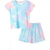 Arshiner Girls 2-Piece Tie Dye Pajamas Set Trendy Lounge Set Kids Sleepwear(Tie Dye 2)