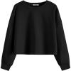 Arshiner Girls Crop Tops Kids Long Sleeve Pullover Sweatshirts Girls Cropped Crewneck Sweatshirt for Teen Girl(Black)