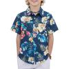 Boys Hawaiian Shirt Tropical Short Sleeve Button Down Shirt Summer Floral Beach Shirts with Pocket for 4-14 Years(Blue – Hawaiian Print)