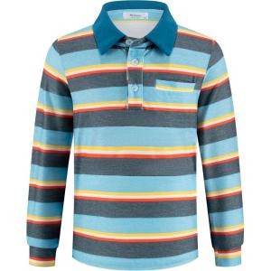 Arshiner Boy’s Long Sleeve Plaid Trim Polo Shirt School Uniform Shirt with Pocket(Grey & Blue & Yellow)