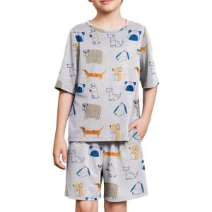Arshiner Boys Pajamas Short Sleeve Top and Shorts 2 Piece Pajama Sets Loose Fit Soft Breathable Cute Pjs 4-13 Years(Dogs)