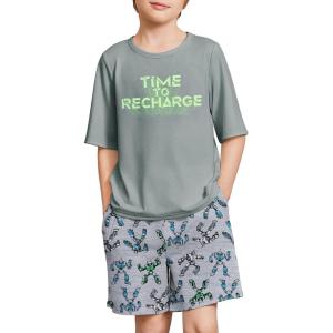 Arshiner Boys Pajamas Short Sleeve Top and Shorts 2 Piece Pajama Sets Loose Fit Soft Breathable Cute Pjs 4-13 Years(Robot)