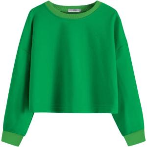 Arshiner Girls Crop Tops Kids Long Sleeve Pullover Sweatshirts Girls Cropped Crewneck Sweatshirt for Teen Girl(Green)