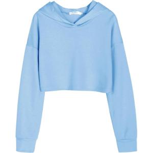Arshiner Girls Cropped Hoodie Kids Long Sleeve Crop Tops Tie-dye Hoodies Hooded Pullover Sweatshirts(Blue)