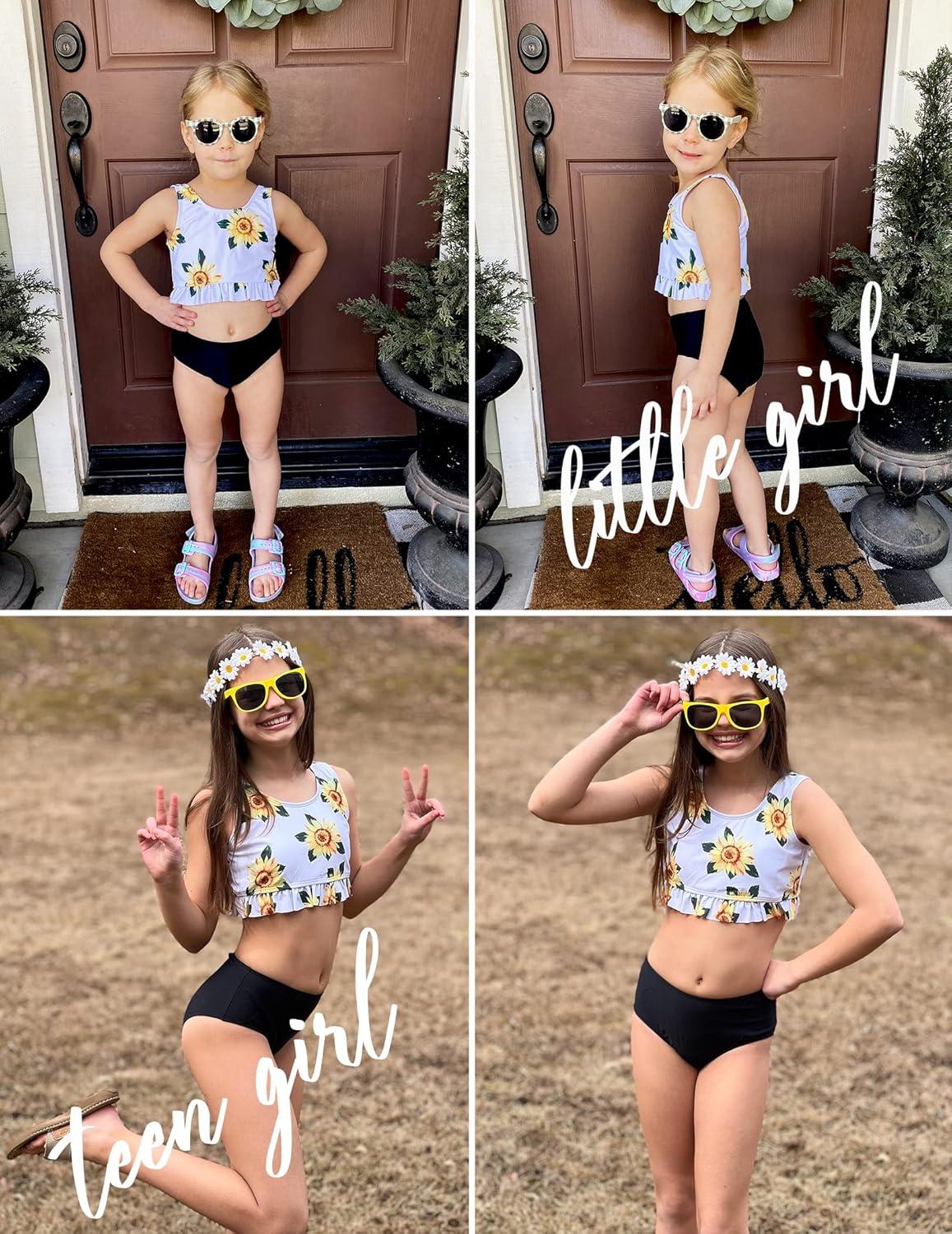 image:imageArshiner Girls Bikini Beach Swimwear 2 Piece Swimsuits Floral Printing Bathing SuitsA Big Sunflower Pattern