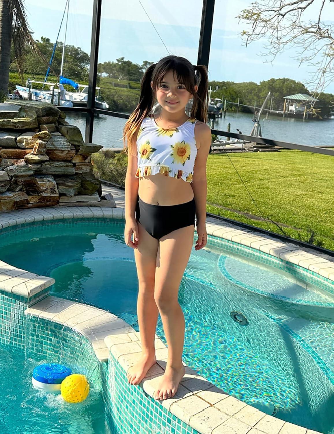 image:imageArshiner Girls Bikini Beach Swimwear 2 Piece Swimsuits Floral Printing Bathing SuitsA Big Sunflower Pattern