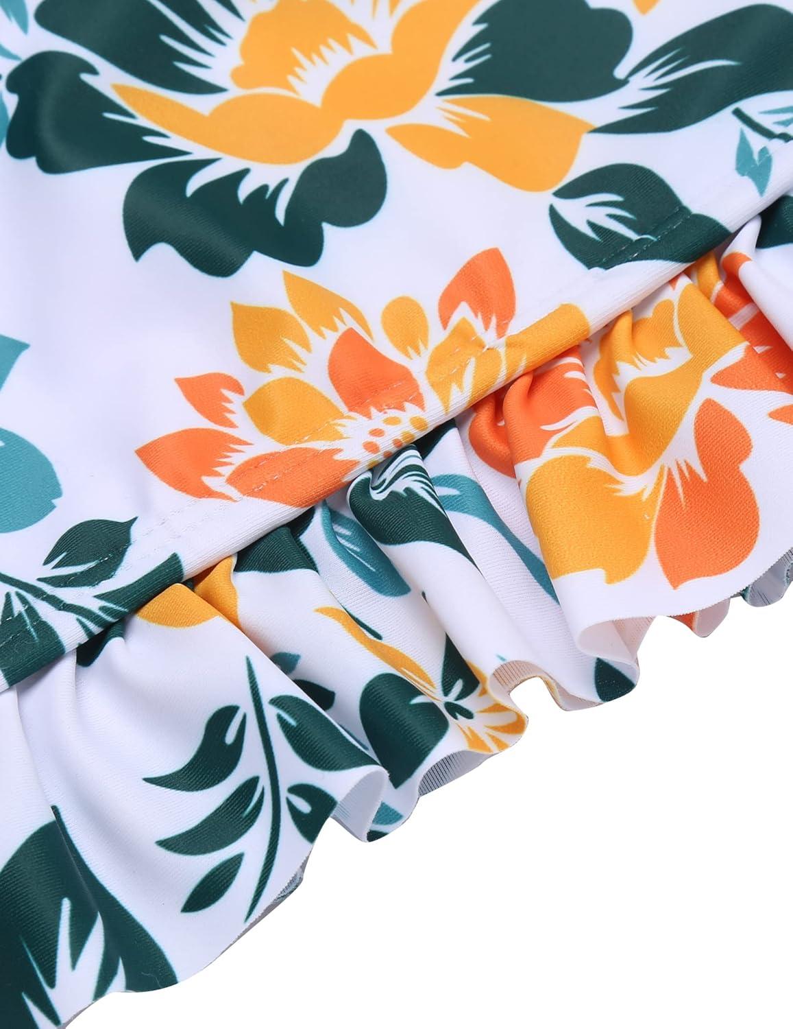 image:imageArshiner Girls Bikini Beach Swimwear 2 Piece Swimsuits Floral Printing Bathing SuitsBig Flower in White