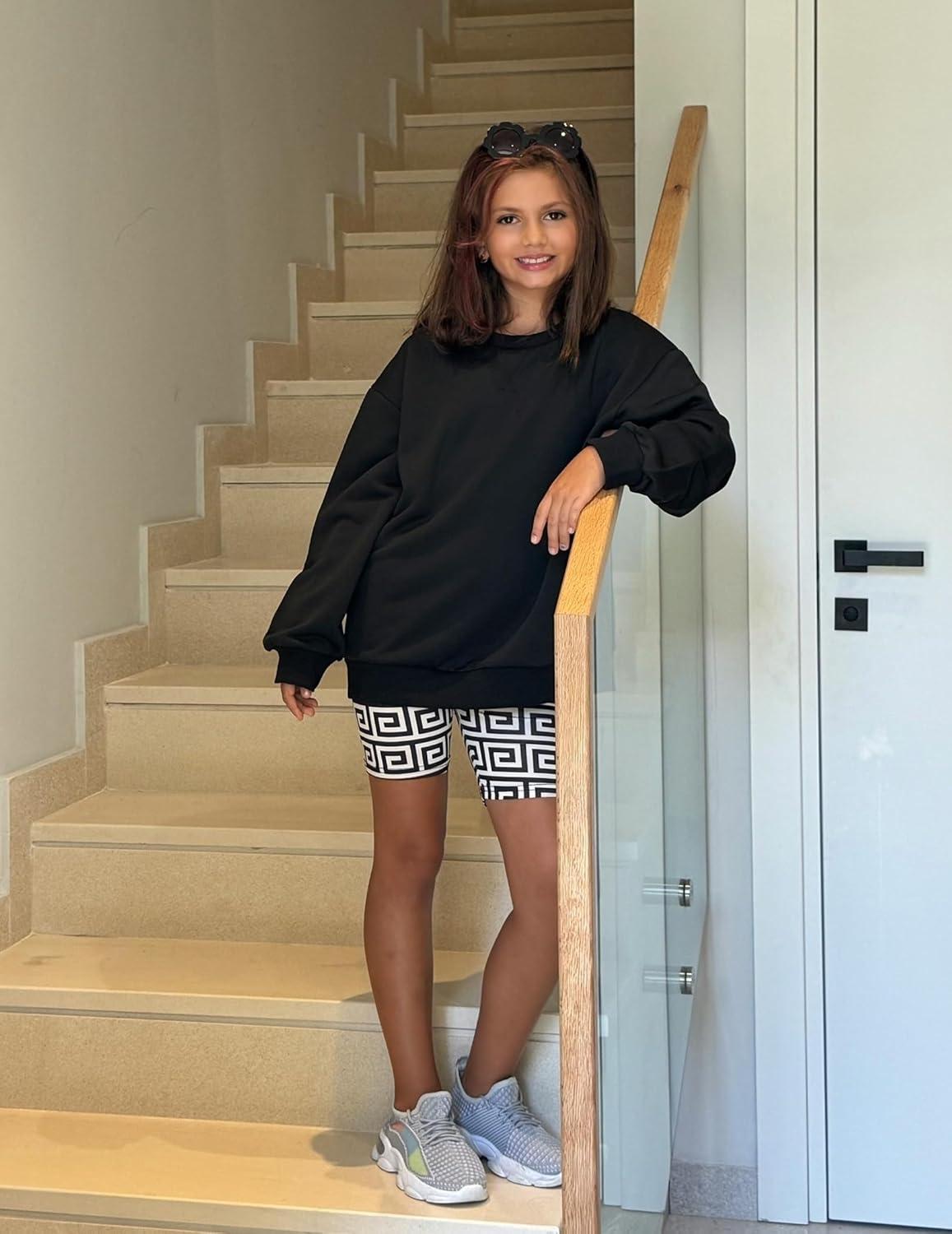 image:imageArshiner Girls Oversized Striped Crewneck Sweatshirt Long Sleeve Color Block Pullover Tops Fall Casual ClothesBlack