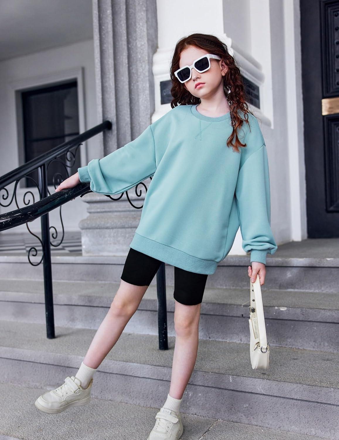 image:imageArshiner Girls Oversized Striped Crewneck Sweatshirt Long Sleeve Color Block Pullover Tops Fall Casual ClothesBlue