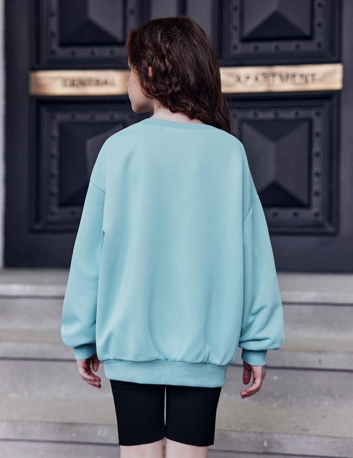 image:imageArshiner Girls Oversized Striped Crewneck Sweatshirt Long Sleeve Color Block Pullover Tops Fall Casual ClothesBlue