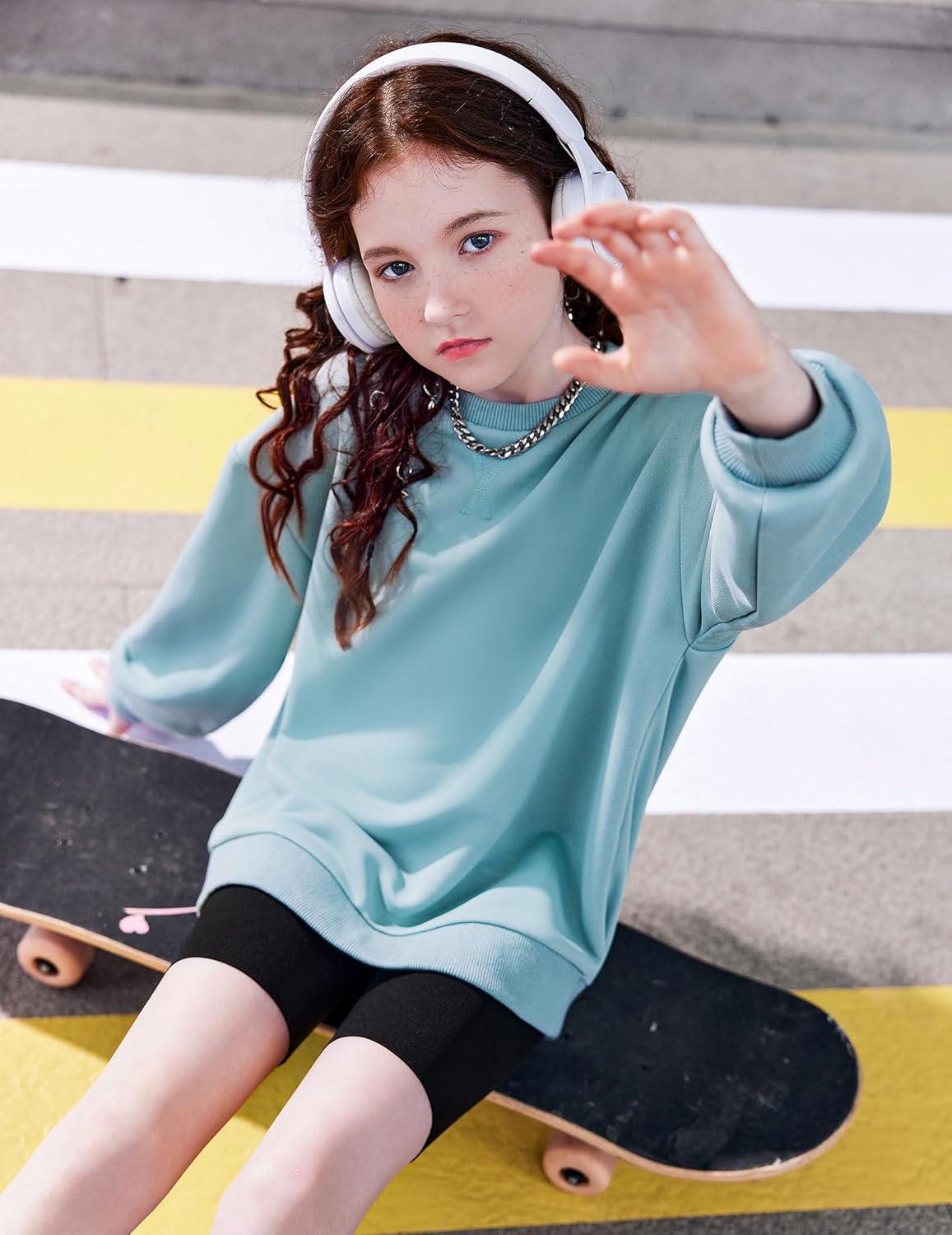 image:imageArshiner Girls Oversized Striped Crewneck Sweatshirt Long Sleeve Color Block Pullover Tops Fall Casual ClothesBlue
