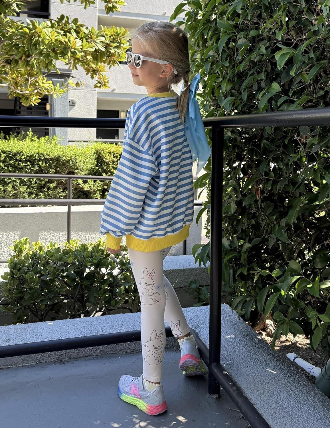 image:imageArshiner Girls Oversized Striped Crewneck Sweatshirt Long Sleeve Color Block Pullover Tops Fall Casual ClothesBlue Stripe