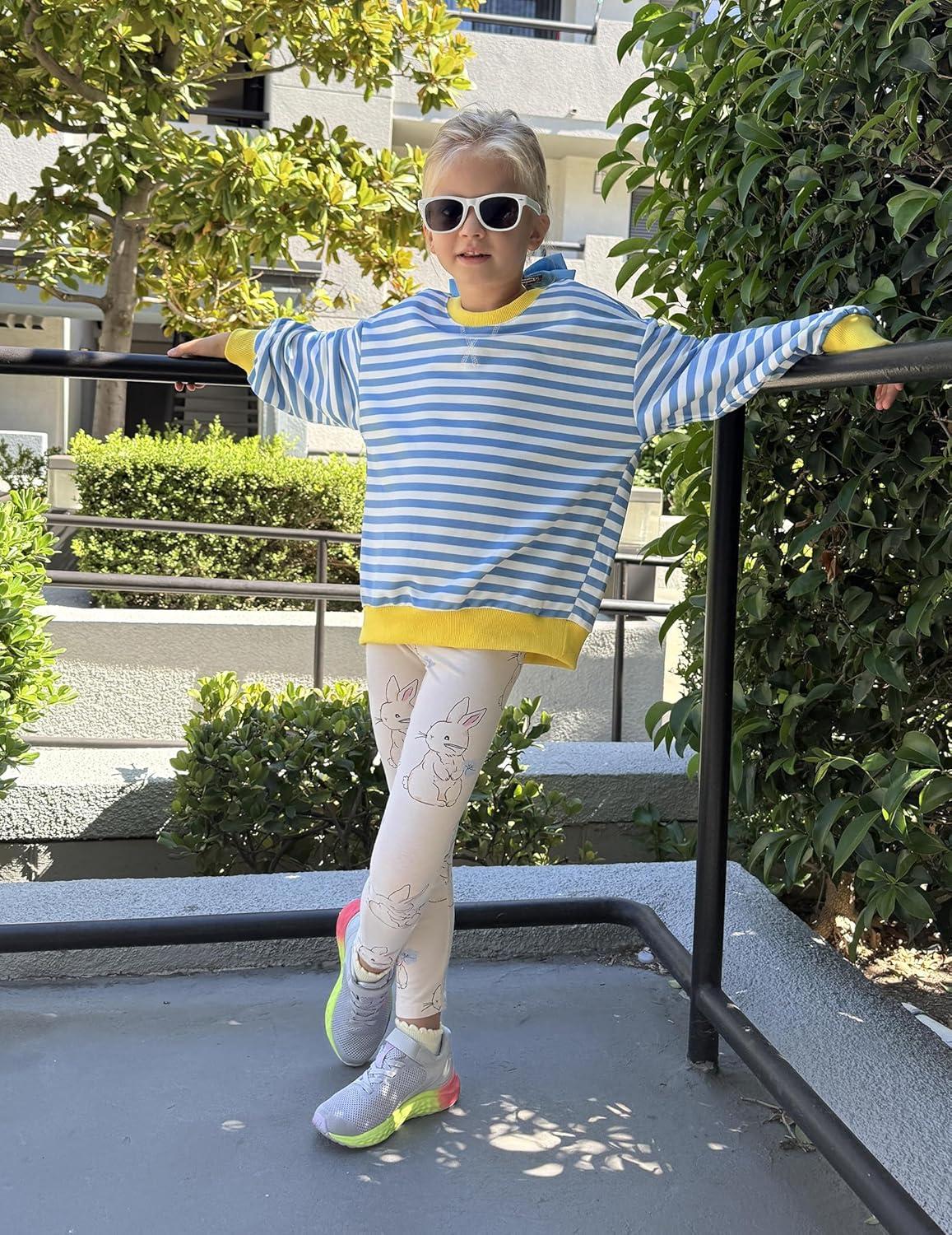 image:imageArshiner Girls Oversized Striped Crewneck Sweatshirt Long Sleeve Color Block Pullover Tops Fall Casual ClothesBlue Stripe