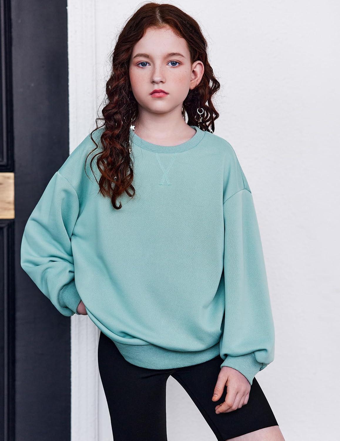 image:imageArshiner Girls Oversized Striped Crewneck Sweatshirt Long Sleeve Color Block Pullover Tops Fall Casual ClothesLight Green