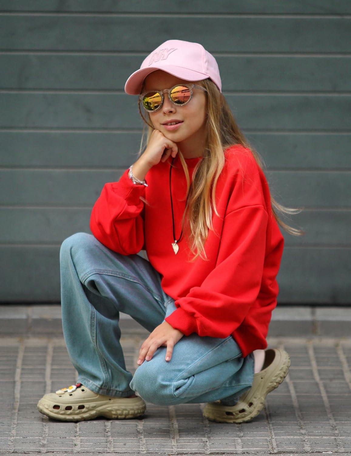 image:imageArshiner Girls Oversized Striped Crewneck Sweatshirt Long Sleeve Color Block Pullover Tops Fall Casual ClothesRed