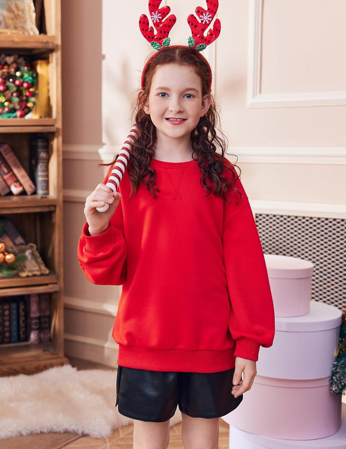 image:imageArshiner Girls Oversized Striped Crewneck Sweatshirt Long Sleeve Color Block Pullover Tops Fall Casual ClothesRed