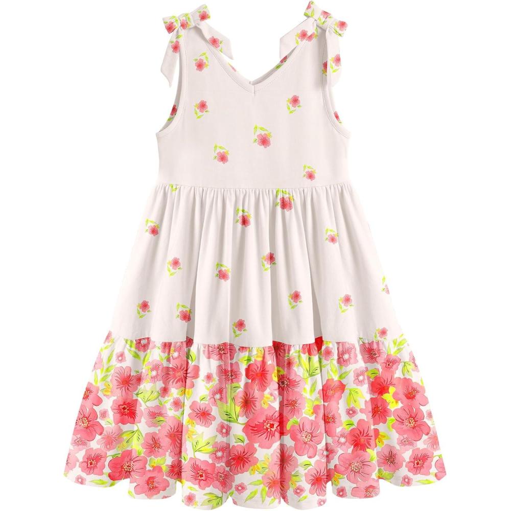 image:imageArshiner Toddler Girl Summer Dress Little Girls Casual Beach Party Bowknot Sling Sundress with Pocket 17tPink Floral