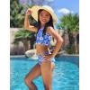 Arshiner Girls Bikini Beach Swimwear 2 Piece Swimsuits Floral Printing Bathing Suits(Blue Hibiscus)