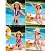 Arshiner Girls Bikini Beach Swimwear 2 Piece Swimsuits Floral Printing Bathing Suits(Blue Red-stripes)