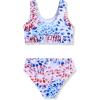 Arshiner Girls Bikini Beach Swimwear 2 Piece Swimsuits Floral Printing Bathing Suits(Colorful Flower in White)
