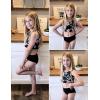 Arshiner Girls Bikini Beach Swimwear 2 Piece Swimsuits Floral Printing Bathing Suits(Flower in Black)