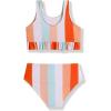 Arshiner Girls Bikini Beach Swimwear 2 Piece Swimsuits Floral Printing Bathing Suits(Orange White Stripes)