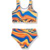 Arshiner Girls Bikini Beach Swimwear 2 Piece Swimsuits Floral Printing Bathing Suits(Yellow Blue Fluid)