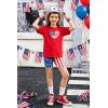 Arshiner Girls Clothes Summer 2 Piece Outfits Drop Shoulder T-Shirts and Biker Shorts Kids Fashion Clothing Sets(Red&white&blue Star)