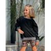 Arshiner Girls Crewneck Sweatshirt Long Sleeve Pullover Tops Drop Shoulder Sweatshirts Color Block Ribbed Trim(Black)