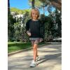 Arshiner Girls Crewneck Sweatshirt Long Sleeve Pullover Tops Drop Shoulder Sweatshirts Color Block Ribbed Trim(Black)