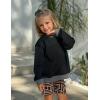 Arshiner Girls Crewneck Sweatshirt Long Sleeve Pullover Tops Drop Shoulder Sweatshirts Color Block Ribbed Trim(Black)