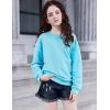 Arshiner Girls Crewneck Sweatshirt Long Sleeve Pullover Tops Drop Shoulder Sweatshirts Color Block Ribbed Trim(Blue)
