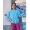 Arshiner Girls Crewneck Sweatshirt Long Sleeve Pullover Tops Drop Shoulder Sweatshirts Color Block Ribbed Trim(Blue)