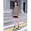 Arshiner Girls Crewneck Sweatshirt Long Sleeve Pullover Tops Drop Shoulder Sweatshirts Color Block Ribbed Trim(Coffee)