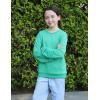 Arshiner Girls Crewneck Sweatshirt Long Sleeve Pullover Tops Drop Shoulder Sweatshirts Color Block Ribbed Trim(Green)