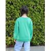 Arshiner Girls Crewneck Sweatshirt Long Sleeve Pullover Tops Drop Shoulder Sweatshirts Color Block Ribbed Trim(Green)