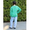 Arshiner Girls Crewneck Sweatshirt Long Sleeve Pullover Tops Drop Shoulder Sweatshirts Color Block Ribbed Trim(Green)