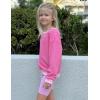 Arshiner Girls Crewneck Sweatshirt Long Sleeve Pullover Tops Drop Shoulder Sweatshirts Color Block Ribbed Trim(Hot Pink)