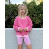 Arshiner Girls Crewneck Sweatshirt Long Sleeve Pullover Tops Drop Shoulder Sweatshirts Color Block Ribbed Trim(Hot Pink)