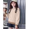 Arshiner Girls Crewneck Sweatshirt Long Sleeve Pullover Tops Drop Shoulder Sweatshirts Color Block Ribbed Trim(Khaki)