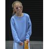 Arshiner Girls Crewneck Sweatshirt Long Sleeve Pullover Tops Drop Shoulder Sweatshirts Color Block Ribbed Trim(Light Blue)