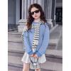 Arshiner Girls Crewneck Sweatshirt Long Sleeve Pullover Tops Drop Shoulder Sweatshirts Color Block Ribbed Trim(Light Blue)