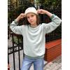Arshiner Girls Crewneck Sweatshirt Long Sleeve Pullover Tops Drop Shoulder Sweatshirts Color Block Ribbed Trim(Light Green Blue)