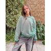 Arshiner Girls Crewneck Sweatshirt Long Sleeve Pullover Tops Drop Shoulder Sweatshirts Color Block Ribbed Trim(Light Green Blue)