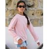 Arshiner Girls Crewneck Sweatshirt Long Sleeve Pullover Tops Drop Shoulder Sweatshirts Color Block Ribbed Trim(Pink)
