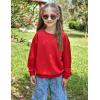 Arshiner Girls Crewneck Sweatshirt Long Sleeve Pullover Tops Drop Shoulder Sweatshirts Color Block Ribbed Trim(Red)