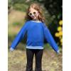 Arshiner Girls Crewneck Sweatshirt Long Sleeve Pullover Tops Drop Shoulder Sweatshirts Color Block Ribbed Trim(Royal Blue)