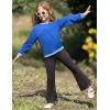 Arshiner Girls Crewneck Sweatshirt Long Sleeve Pullover Tops Drop Shoulder Sweatshirts Color Block Ribbed Trim(Royal Blue)