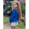 Arshiner Girls Crewneck Sweatshirt Long Sleeve Pullover Tops Drop Shoulder Sweatshirts Color Block Ribbed Trim(Royal Blue)